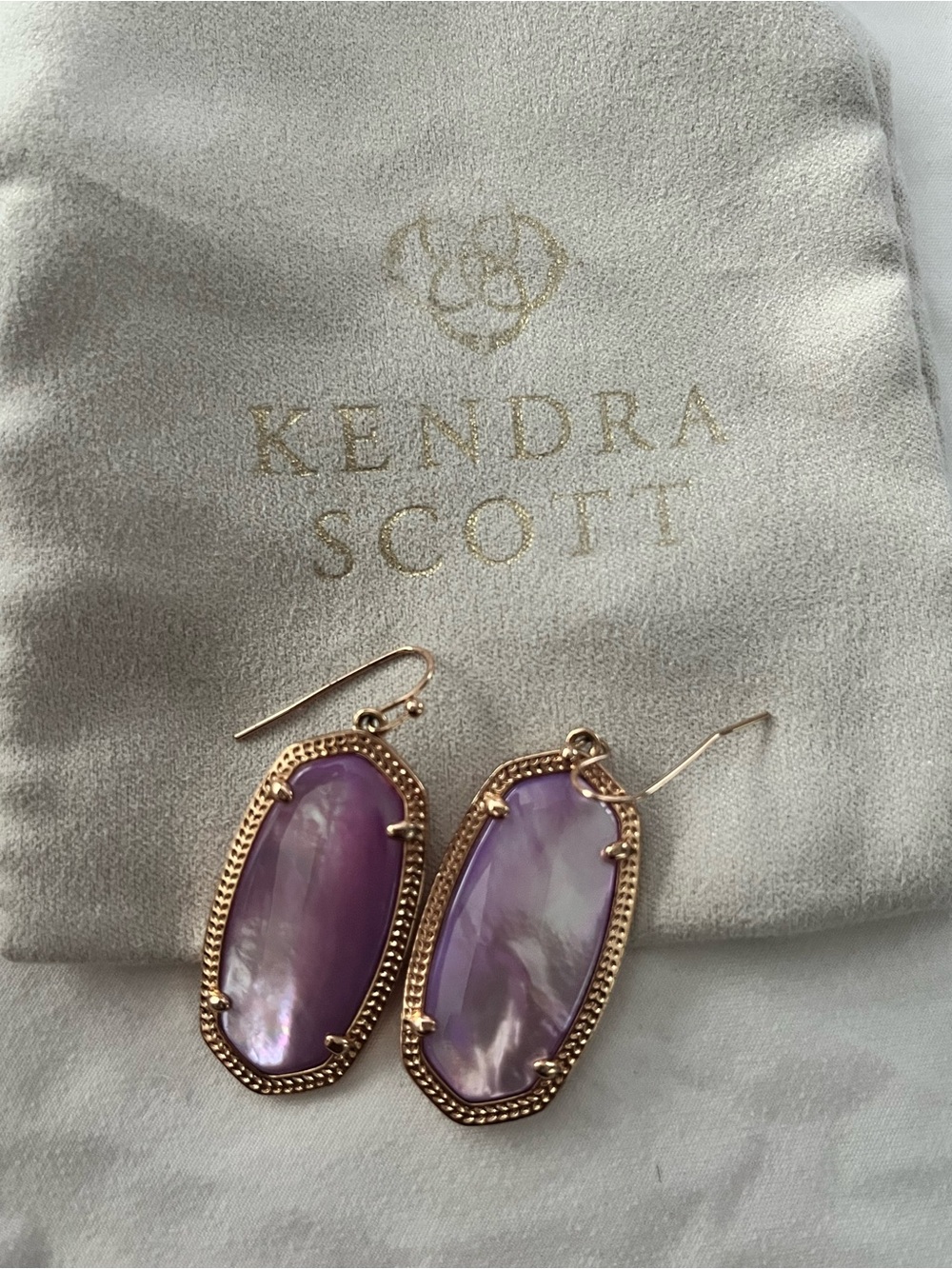 Kendra Scott Elyse Drop Earrings in Lavender with Gold - Picture 2 of 5